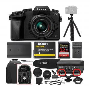 Panasonic LUMIX G7 Mirrorless Camera with 14-42mm Lens and Koah Microphone Bundle