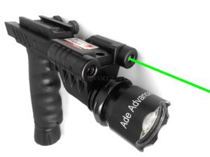 ADE Advanced Optics HG03 Rifle Vertical Foregrip Grip Flashlight/Green Laser Combo Sight, Black, HG03