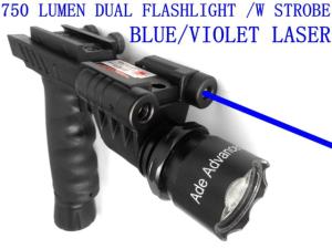 ADE Advanced Optics Dual Strobe Flashlight w/ Blue Laser Combo Sight, Black, HG23