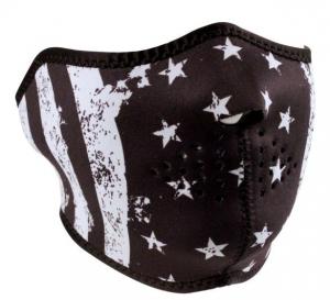 Zan Headgear Neoprene Half Mask, Black & White Flag, WNFM091H