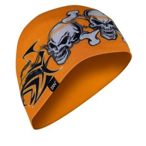 Zan Headgear Helmet Liner/beanie Sportflex, Orange Tribal Skull - WHLL669