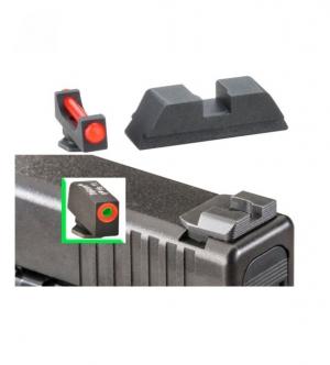 Ameriglo Night Sight Set, Spec. Combo - Red Fiber Front / Flat Black Rear - For Glocks 17/19/22 GFT-113