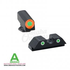 AmeriGlo DC Green Orange Outline/Green White Outline Tritium Sights Set Glock 17 19 22 23 24 26 27 33 34 35 37 38 39 Gen 3/4