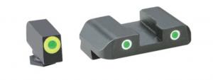 Ameriglo Tritium Front/Rear Combo Sights Green Dot White Outline Rear And Green Dot LumiLime Outline Front For Glock 17-39