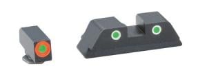 Ameriglo Tritium Front/Rear Combo Sights Green Dot White Outline Rear And Green Dot Orange Outline Front For Glock 42