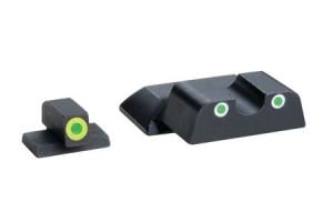 Ameriglo Tritium Front/Rear Combo Sights Green Dot White Outline Rear And Green Dot LumiLime Outline Front For S&W Shield