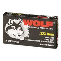 Wolf, .223 Remington, 55 Grain, FMJ Ammo, 20 Rounds