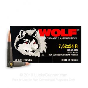 7.62x54r  - 148 gr FMJ - Wolf - 20 Rounds