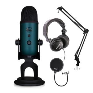 Blue Microphones Yeti Teal USB Microphone with Knox Boom Arm, Pop Filter and Headphones
