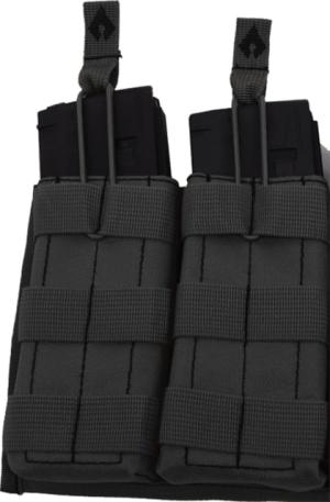 Advance Warrior Solutions Open Top Double Mag Pouch for AR15, AR10, AK47, Black, AROTDMP-BL