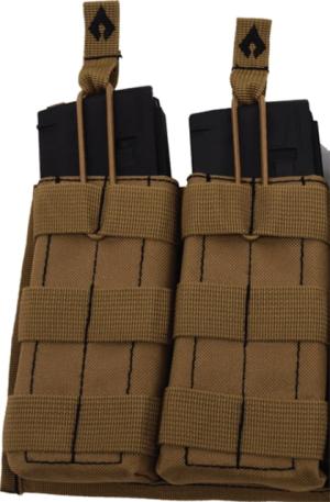 Advance Warrior Solutions Open Top Double Mag Pouch for AR15, AR10, AK47, Tan, AROTDMP-TN