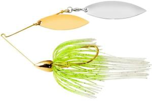 War Eagle Double Willow Gold Frame Spinnerbait, White Chartreuse, 1/4oz, WE14GW02