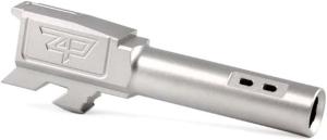 Zaffiri Precision Flush and Crown Ported Pistol Barrel, Glock 43/43x ZPS.P, 9mm, 1/10 Twist, 416R Stainless Steel, Stainless Steel, ZpBarG43PortSS