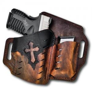VersaCarry Underground Premium, Guardian OWB Holster w/Mag Pouch, Arc Angel, Water Buffalo Leather, Black/Distressed Brown, 1911/Micro, UGMA2BRN