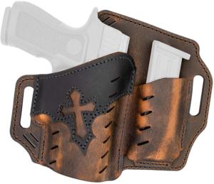 Versacarry Guardian Holster - Arc Angel Design - OWB - Mag Pouch - Brown Base/Black Patch - Size 1 - Left Hand, UGMA1BRNL