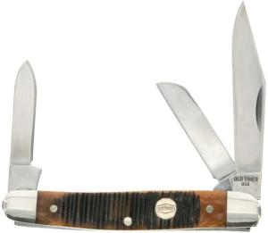 Old Timer Middleman 34OTG 2.4in Folding Knife, 1095 HC Steel Blade, Chestnut Bone Handle, 1149145