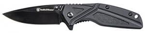 Smith & Wesson by BTI Tools 1084308 3" Knife with Black Oxide Blade Coating and Black Rubberized Aluminum Handle