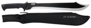 Schrade Decimate Sawback Fixed Knife, 3CR Steel, Rubberized Handle, 1182528