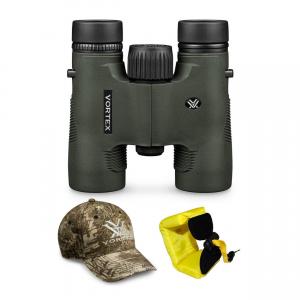 Vortex 10x28 Diamondback HD Roof Prism Binoculars with Cap and Floating Strap Bundle
