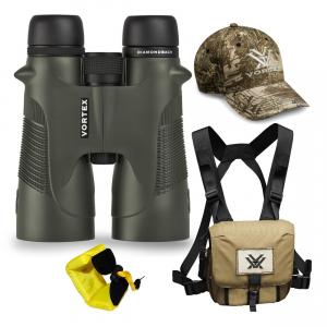 Vortex 12x50 Diamondback HD Roof Prism Binoculars with GlassPak Harness Case, Cap and Floating Strap Bundle