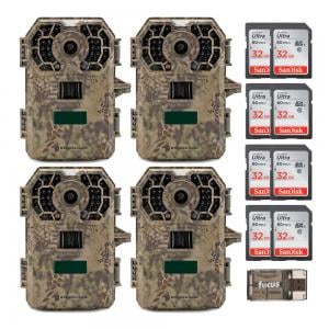 Stealth Cam 2020 G42NG 24MP No-Glow Trail Camera (4-Pack, Kryptek Camouflage) with 32GB Memory Cards (8-Pack) Bundle