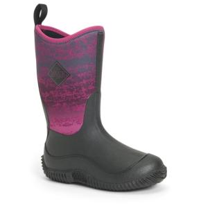 Muck Boots Hale Rubber Boots - Youth, Black/Magenta Digi Terrain Fade, 5, KBH-004-BLK-050