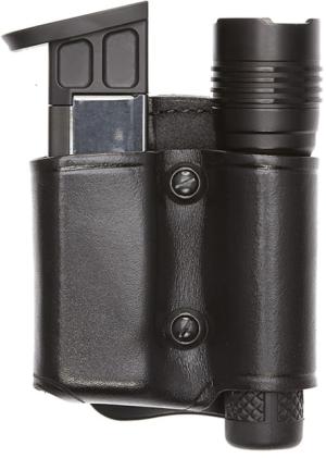 Aker Leather Model 517 D.M.S. Night Fighter Combo Mag And Light Case, Medium, Single Stack, Left, .45 Caliber, Plain, Black, A517BPL-1