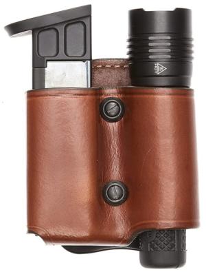 Aker Leather Model 517 D.M.S. Night Fighter Combo Mag And Light Case, Medium, Double Stack, Left, 9mm Luger, Plain, Tan, A517TPL-2