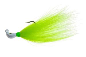 Hookup Inshore Premium Bucktail Jig, 3/8 oz, White/Green 4/0 VMC Perma Steel Hook, 115-13