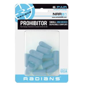 Radians Prohibitor Small Foam Earplugs 6 pr FP74BBP6