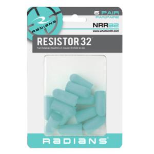 Radians Resistor32 Foam Earplugs Aqua 6 pr FP70ABP6