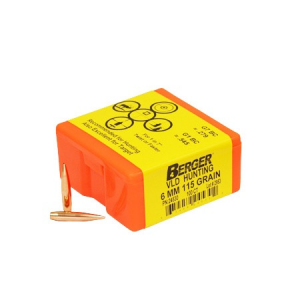 Berger Hunting Bullets 243 Caliber, 6mm (243 Diameter) 115 Grain VLD Hollow Point Boat Tail Box of 100 SKU - 504813