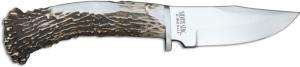 SILVER STAG KNIVES Field Pro 4.5" D2 Steel Clip Point Blade | Antler Handles w/ Leather Sheath