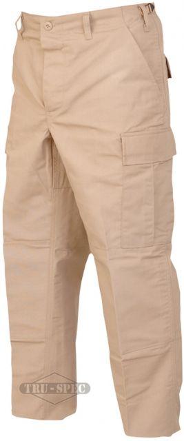Tru-Spec BDU Pants, 65/36 Poly/Co Rip, Khaki, Large, Short 1314045