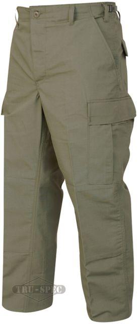 Tru-Spec BDU Pants, 65/36 Poly/Cotton Rip, OD Green, Large, Long 1318025