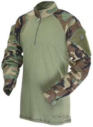 Tru-Spec 1/4 Zip Tactical Response Combat Shirt 50/50 Nylon/Cotton Rip-Stop, Woodland/Olive Drab, XLarge Long 2545026