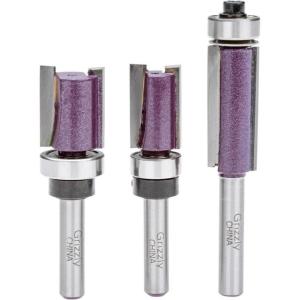 Grizzly Industrial Straight Flush Trim 3 pc. Set, 1/4in. Shank., H5566