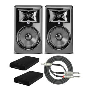 JBL 308P MkII Powered 8-inch Two-Way Studio Monitor (Pair) with Knox Isolation Pads and Breakout Cable