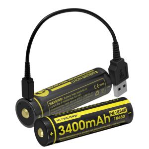 Nitecore NL1834R 3400mAh USB Rechargeable 18650 Battery, Yellow, 6952506492305