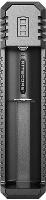 Nitecore UI1 Single-Slot Intelligent USB Lithium-ion Battery Charger for 18650, 18350, 20700, 21700, Black, 6952506492916