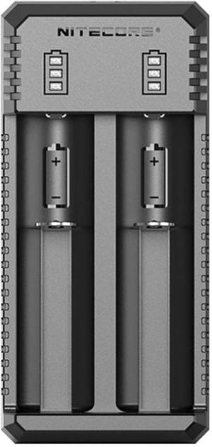 Nitecore UI2 Dual-Slot Intelligent USB Lithium-ion Battery Charger for 18650, 18350, 20700, 21700 etc, Black, 6952506492923