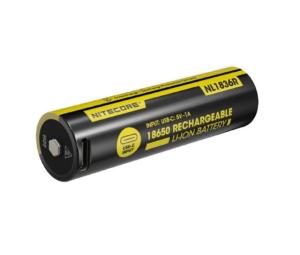 Nitecore NL1836R 3600mAh USB-C Rechargeable 18650 Battery, Yellow, BAT-NITE-18650-NL1836R