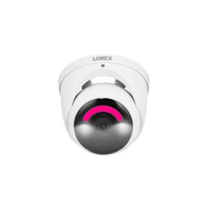 Lorex 4K Smart Security Lighting Deterrence Dome AI PoE IP Wired 8MP Two-Way Audio Camera in White