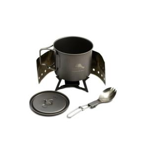 TOAKS Ultralight Titanium Cook System w/ Solid Alcohol Stove, Grey, CS-01