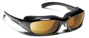 7 Eye Churada Sunglasses, Glossy Black Frame, Sharp View Copper 160642