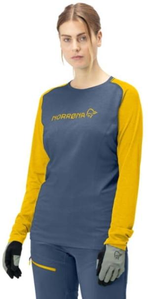 Norrona Fjora Equaliser Lightweight Long Sleeve - Women's, Sulphur/Vintage Indigo, Large, 2228-18 5012 L