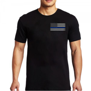 Men's - T-Shirt - Thin Blue Line Flag-TBL-Men-TBL-SM-Logo