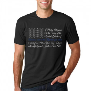 T-Shirt - Pledge of Allegiance Thin Blue Line Flag-TBL-Men-TBL-POA