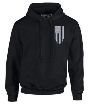 Thin Blue Line Hoodie - American Flag Honor & Respect, Black - TBL-H-BLACK-5XL