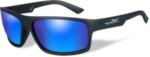Wiley X WX Peak Sunglasses, Matte Black Frame, Captivate Pol Blue Mirror Lens, ACPEA19